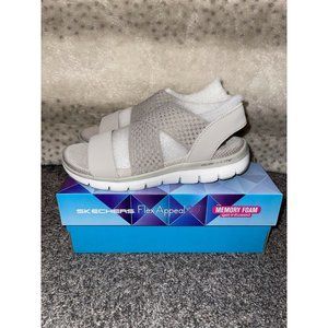 Skechers Womens Flex Appeal 2.0-Cool City Stone/White Sandals Size 8 BRAND NEW